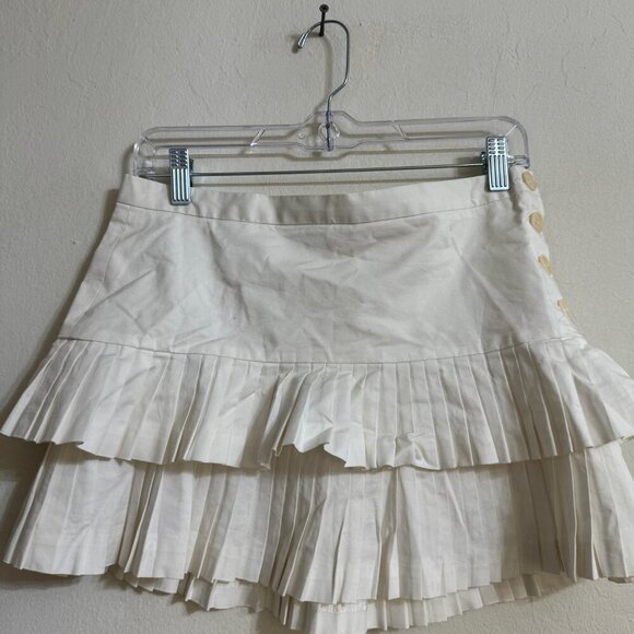 BCBGMaxAzria Cream Pleated Mini Skirt - Picture 7 of 7